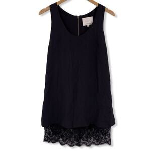 Madison Marcus Black Sleeveless Silk Lace‎ Trim S